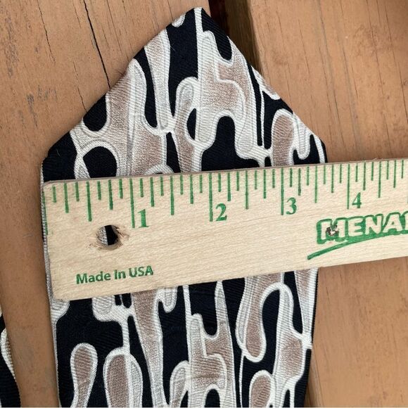 Robert Talbott Necktie Silk Tan Black Abstract‎ Retro MCM Artsy Funky - Picture 3 of 4